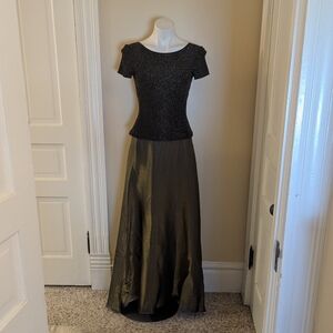Vintage JS Collections black and shiny muted gold dress size 6